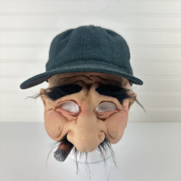 Zagone Studios Old Man Cigar Halloween Adult Rubber Half Mask Baseball Hat Cap - Picture 1 of 11